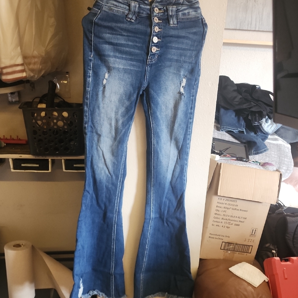 KanCan Medium Wash Button-Fly Flare Jeans